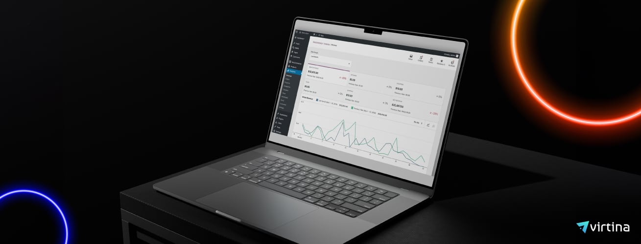 WooCommerce dashboard on a laptop for niche eCommerce store